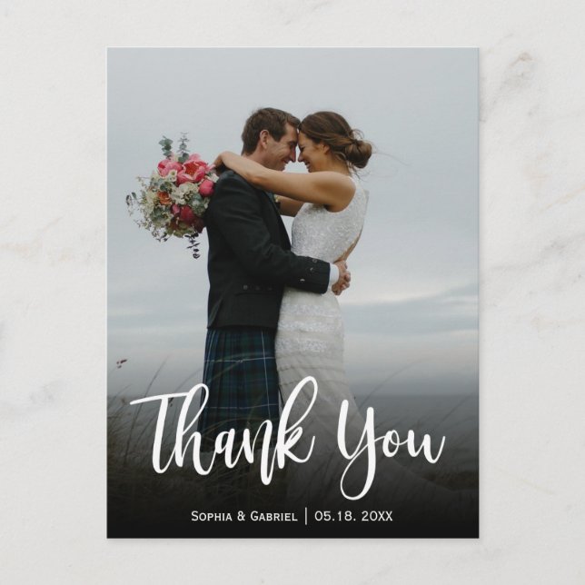 Postal Boda manuscrito a mano - Gracias (Anverso)