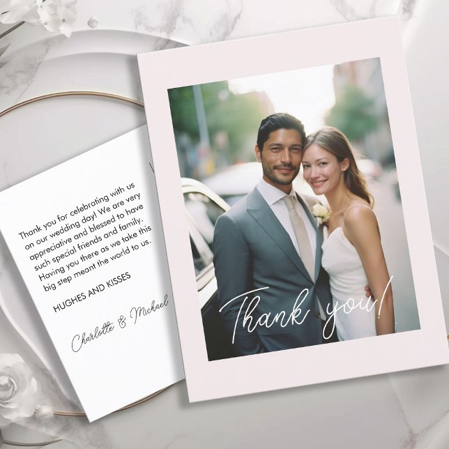 Postal Boda manuscrito Gracias 1 Foto (Subido por el creador)