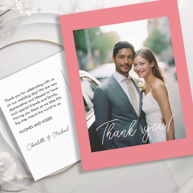 Postal Boda manuscrito Gracias 1 Foto (Subido por el creador)