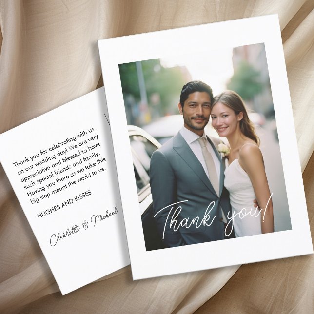 Postal Boda manuscrito Gracias 1 Foto (Subido por el creador)