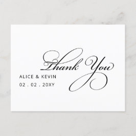 Postal Boda manuscrito simple con script