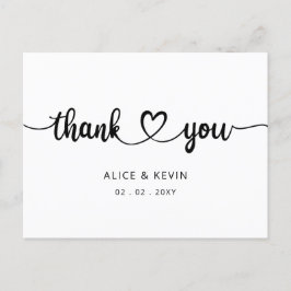 Postal Boda manuscrito simple con script