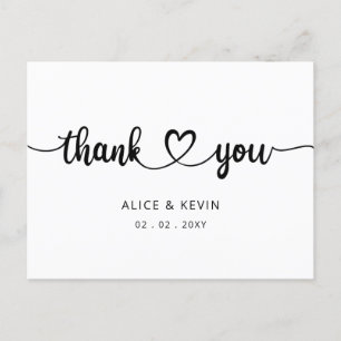 Postal Boda manuscrito simple con script 