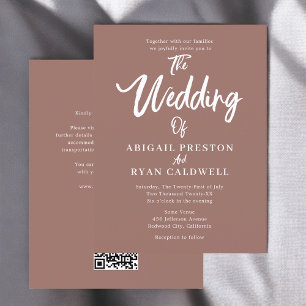 Postal Boda marrón de presupuesto de caligrafía de pincel