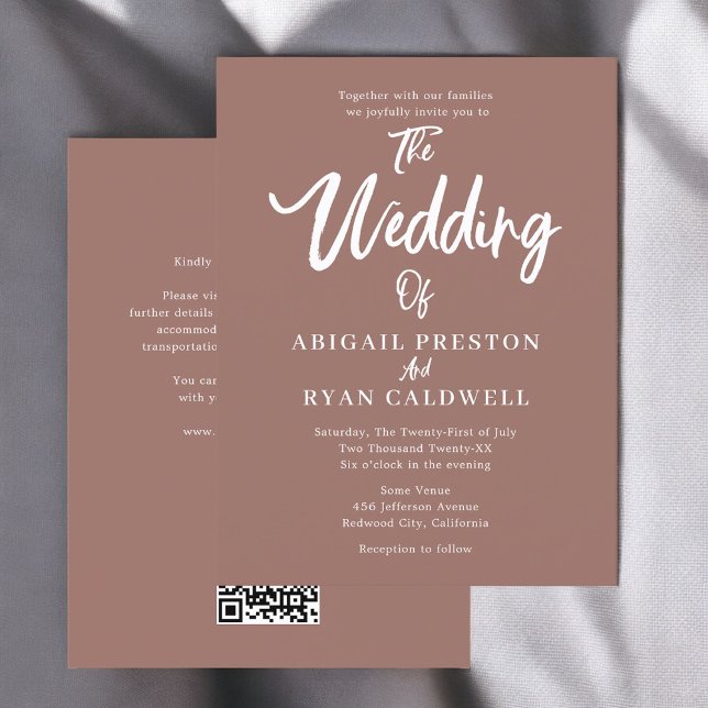 Postal Boda marrón de presupuesto de caligrafía de pincel (Subido por el creador)