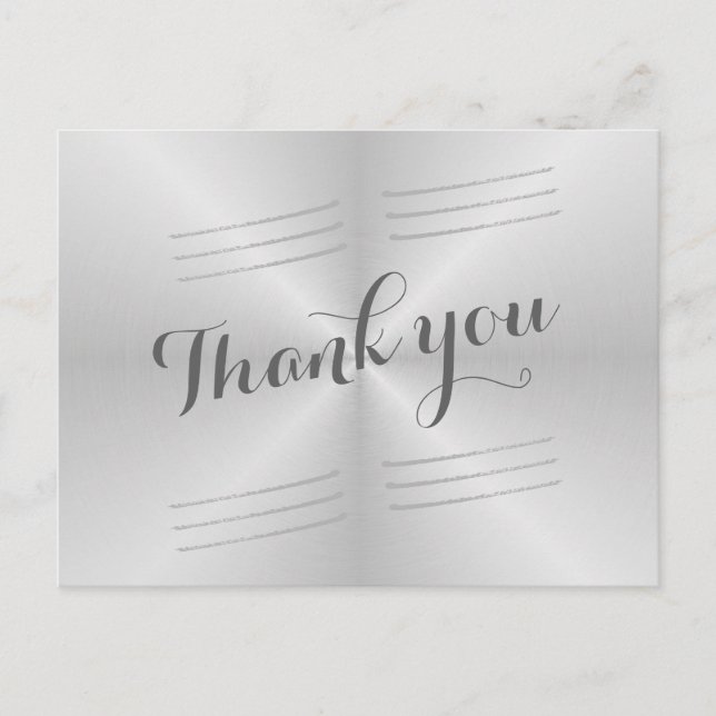 Postal Boda Metalizado cepillado Gracias (Anverso)