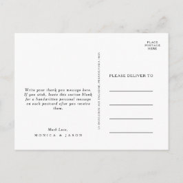 Postal Boda Minimalista clásico Gracias Postcard