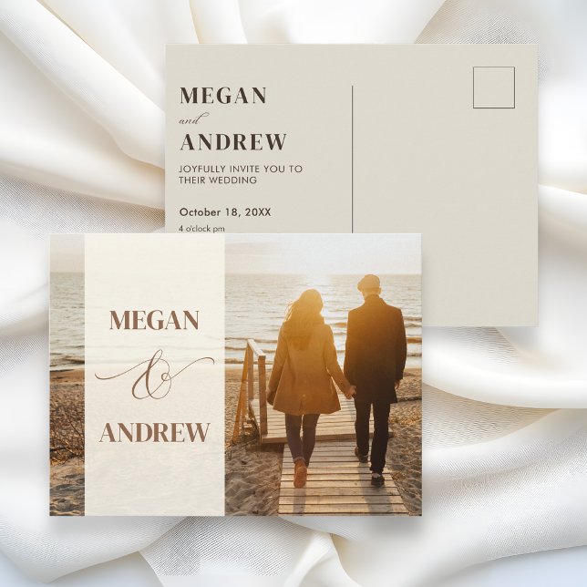 Postal Boda minimalista de foto beige (Subido por el creador)