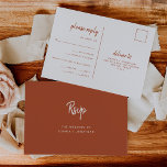 Postal Boda minimalista de Terracotta | Elección de comid<br><div class="desc">Estas postales elegantes y minimalistas de respuesta boda presentan tipografía de escritura moderna y texto limpio, sans serif para un diseño simple y elegante de terracota boho y blanco que le encantará. Hay espacio para añadir a sus huéspedes opciones para la elección de comidas en la entrada o de cenas....</div>