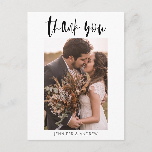 Postal Boda minimalista Gracias (Anverso)