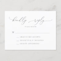 Boda Minimalista moderna gris plateado RSVP