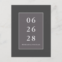 Postal Boda Minimalista moderna gris salva la fecha