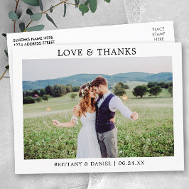 Postal Boda Minimalista Moderna Simple Amor Gracias