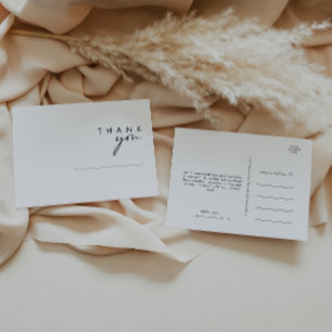 Postal Boda Minimalista moderno Gracias Postcard