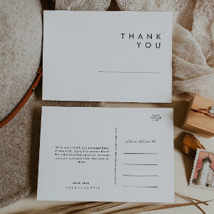 Postal Boda Minimalista moderno Gracias Postcard