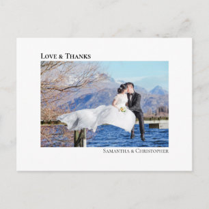 Postal Boda Minimalista moderno simple foto amor gracias