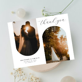 Postal Boda Mínimo Collage de fotos Arco de moda Gracias