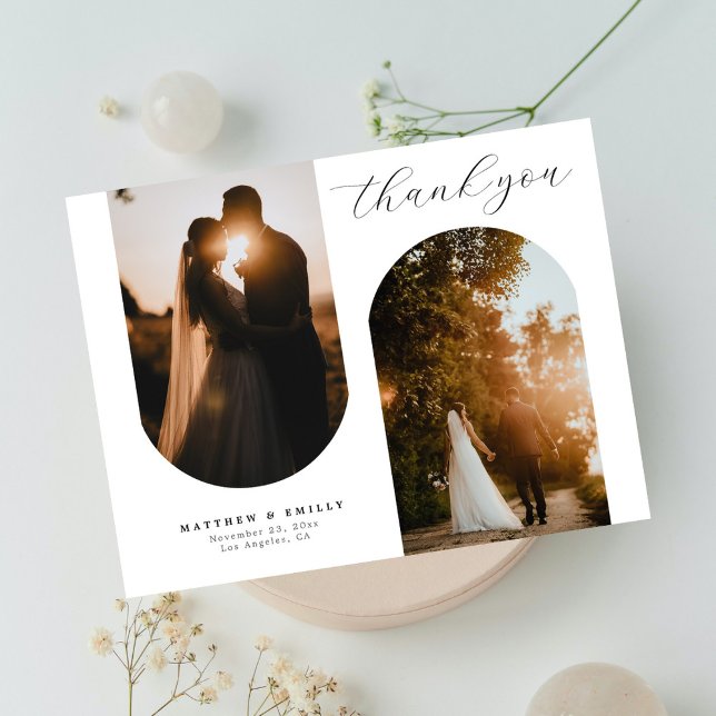 Postal Boda Mínimo Collage de fotos Arco de moda Gracias (Subido por el creador)