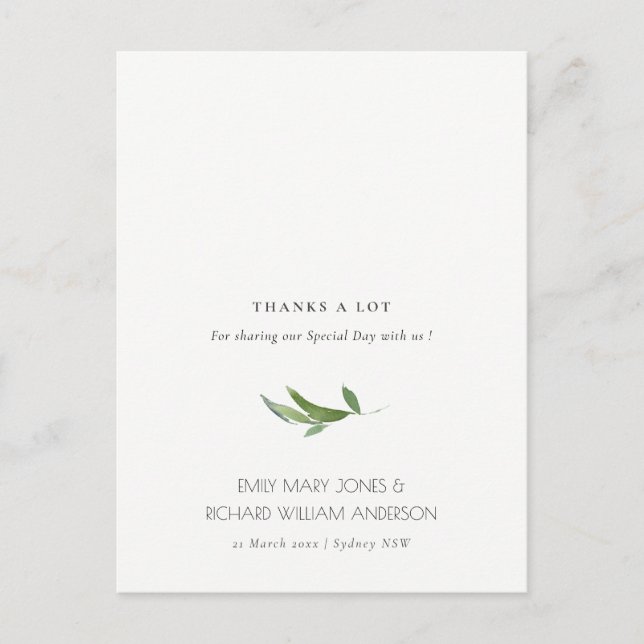 Postal Boda mínimo de vegetación vegetal gracias (Anverso)
