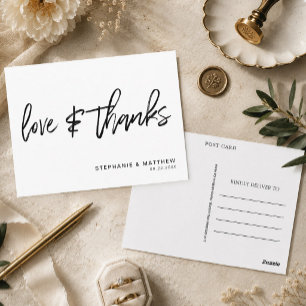 Postal Boda Moderna Blanca de Amor y Agradecimiento