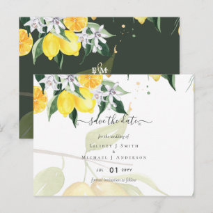 Postal Boda Moderna De Árbol De Limón Guarda La Fecha