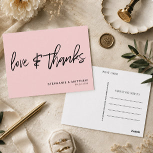 Postal Boda moderna de rosa pálido de amor y agradecimien