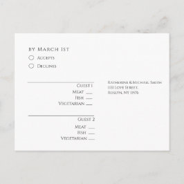 Postal Boda moderna en negro y blanco RSVP