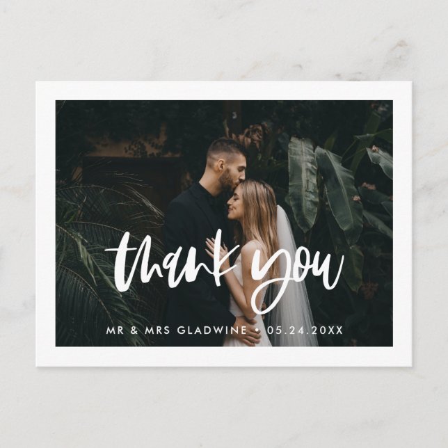 Postal Boda moderna y elegante Gracias por la foto (Anverso)