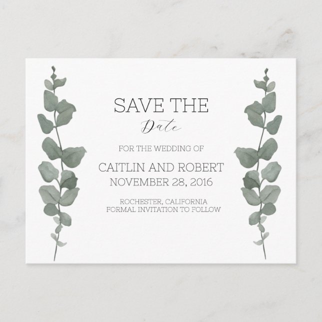 Postal Boda moderna y verde (Anverso)