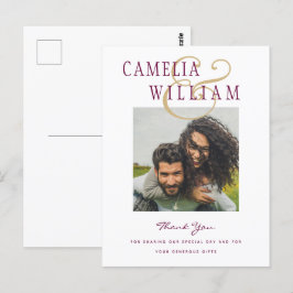 Postal Boda moderno Berry Wine Gold GRACIAS FOTO