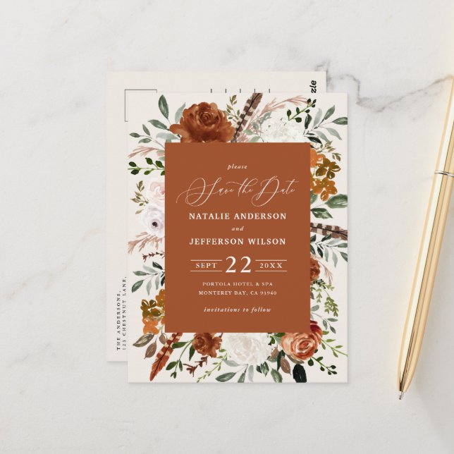 Postal boda moderno botánico natural elegante (Anverso/Reverso In Situ)