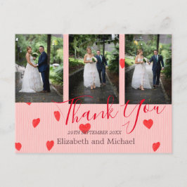 Postal Boda moderno del corazón rojo boda Gracias