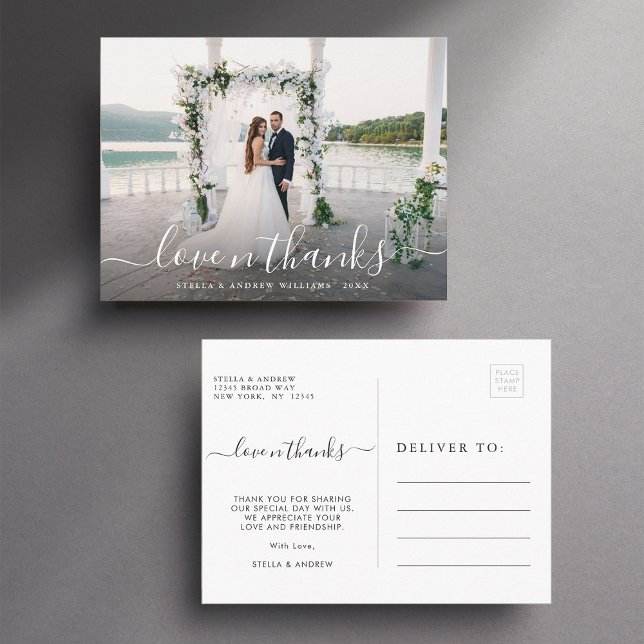 Postal Boda moderno, gracias (Front & Back)