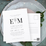 Postal Boda Moderno Minimalista Elegante Foliage Moda<br><div class="desc">Compuesto por tipografía sans serif y serif. Todo contra un fondo de blanco puro. Estos elementos son modernos,  sencillos y de moda. Este es el diseño exclusivo de la revista White Paper Birch Co. para Zazzle. Disponible aquí: http://www.zazzle.com/store/whitepaperbirch</div>