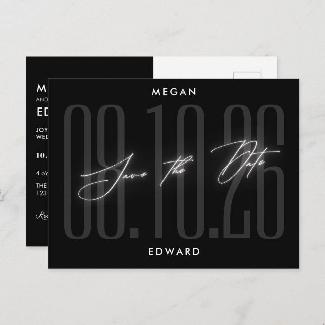 Postal Boda moderno negro (Anverso / Reverso)