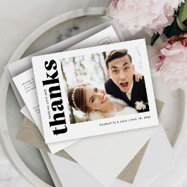 Postal Boda Moderno y Simple Foto Gracias Postcard