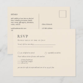Postal BODA monocromo BEIGE ligero del PRESUPUESTO
