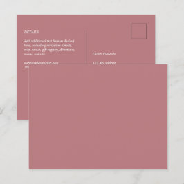 Postal Boda monocromo Rosa polvoriento