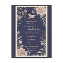 Postal Boda Moth, Rosa y Thistle II