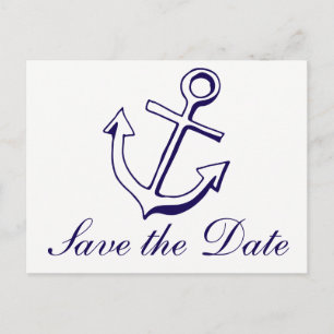 Postal Boda Náutica Compromiso Ancla de Barco Azul Marine