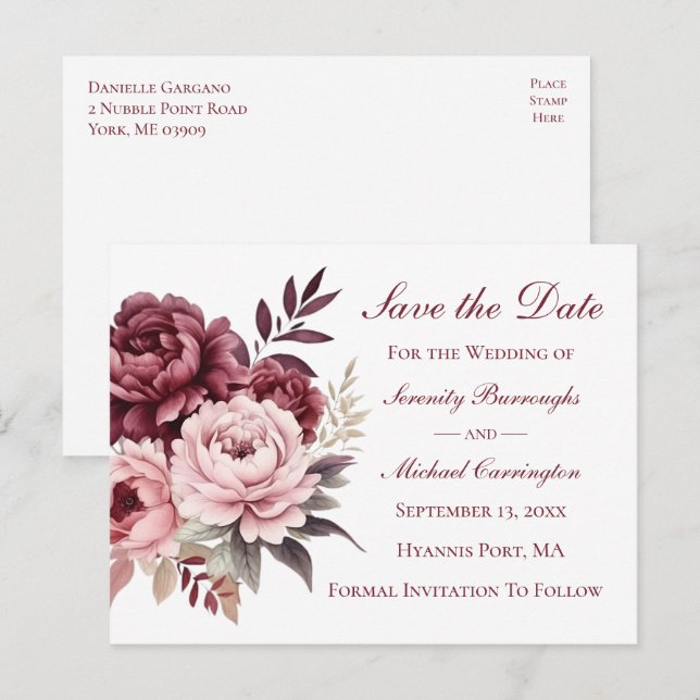 Postal Boda Náutico Anchor Navy Azul Salven La Fecha (Anverso / Reverso)