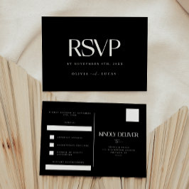 Postal Boda Negra y Blanca Moderna y Elegante RSVP