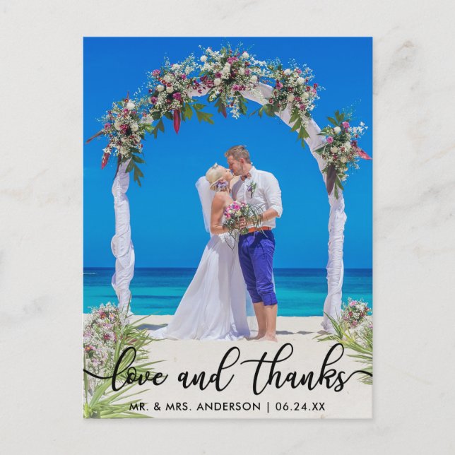 Postal Boda Novia Novio Foto Amor y Gracias (Anverso)