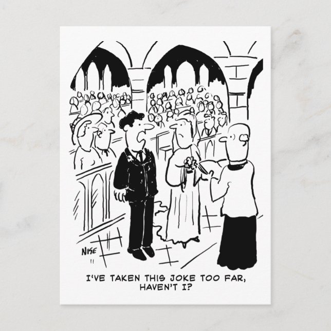 Postal Boda - Novio Broma Cartoon (Anverso)