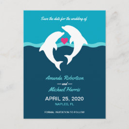 Postal Boda oceánica delfín salva la fecha