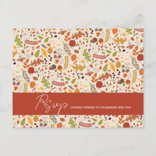 Postal Boda Otoño Floral Rústica Seca Bohemio