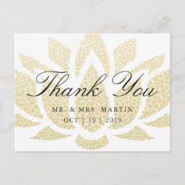 Postal Boda personalizada Gold Lotus Flower