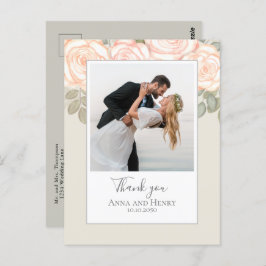 Postal Boda Photo Elegant Rubor Sage Gracias
