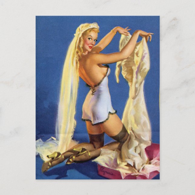 Postal Boda Pin Up (Anverso)