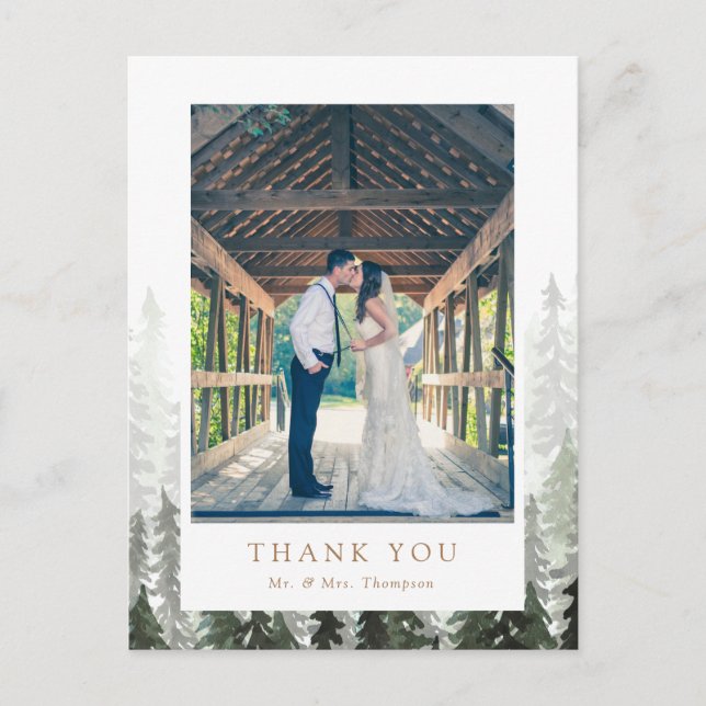 Postal Boda Pine Forest Gracias (Anverso)